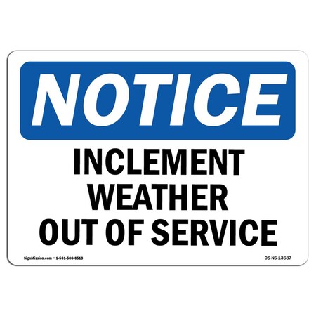 Signmission Safety Sign, OSHA Notice, 3.5" Height, Inclement Weather Out Of Service Sign, Landscape, 10PK OS-NS-D-35-L-13687-10PK